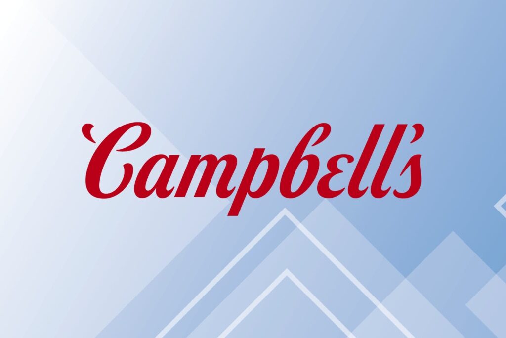 Campbell's logo on gradient background.