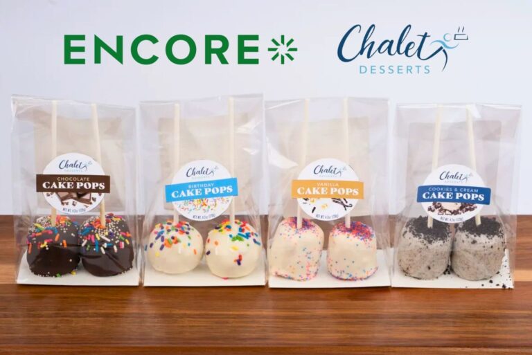 Encore Consumer Captial and Chalet Desserts logos over cake pops