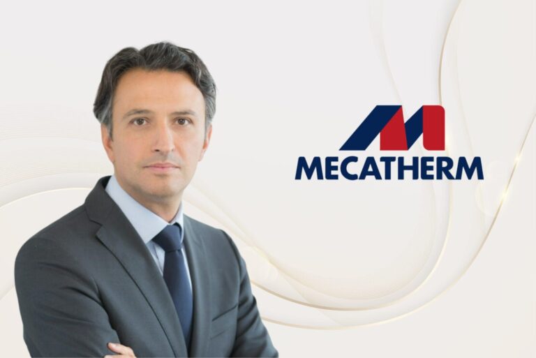 Headshot of Raymond Nogael on gradient background with Mecatherm logo.