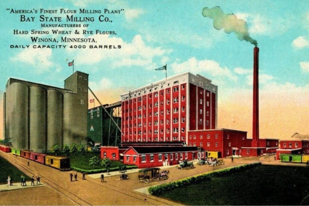 Old photo of Bay State Milling Co. in Winona, MN