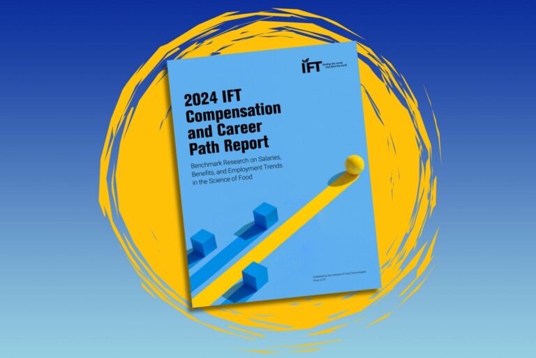 2024 IFT Compensation and Career Path Report against a blue background