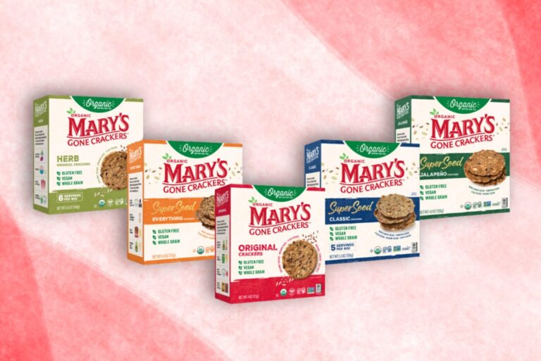 Mary's Gone Crackers boxes with new package design