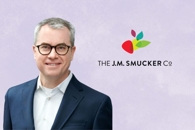 Headshot of Dan O'Leary on purple background with The J.M. Smucker Co logo.