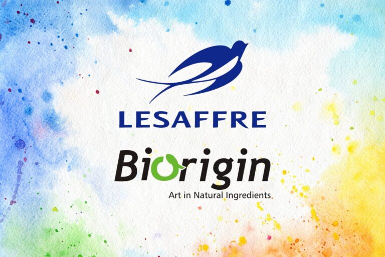 Lesaffre and Biorigin logos on gradient background.