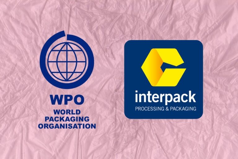 WPO and interpack logos on textured purple background.