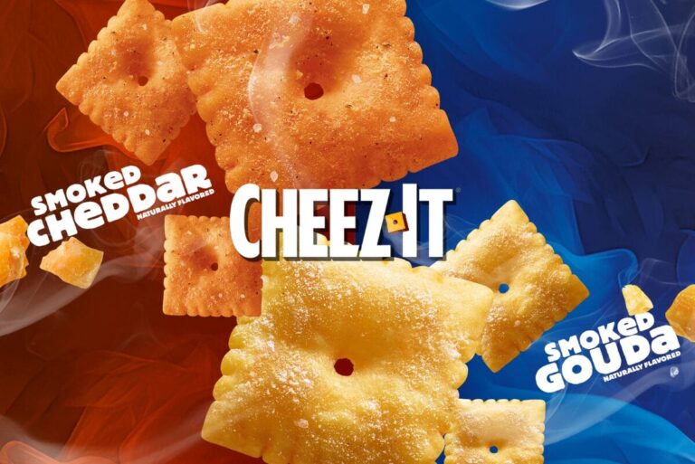 Cheez-It crackers on smoky background.