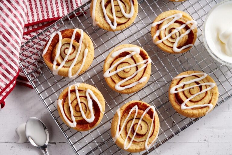 Rack of Cinnamon Sugar Pinwheel Cookies made from Otis Spunkmeyer Sugar Cookies