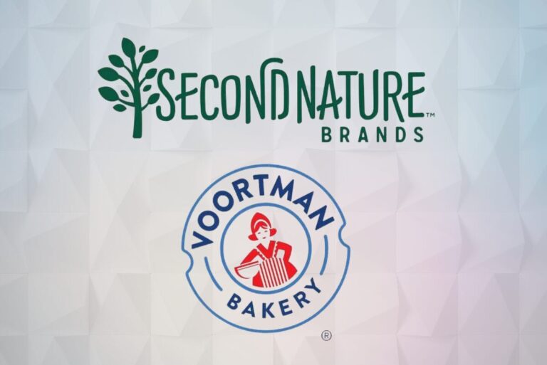 Second Nature Brands and Voortman logos on gradient background.