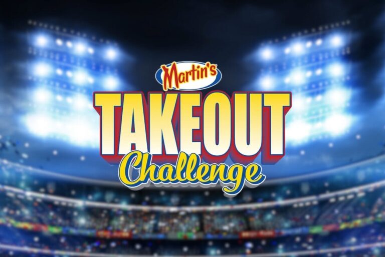 Martin's Takeout Challenge logo over stadium light background