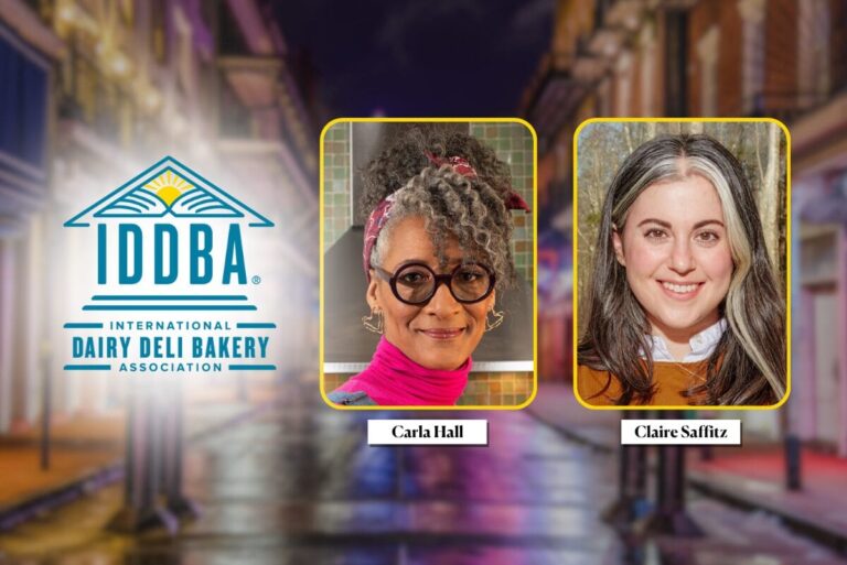 IDDBA logo, Carla Hall and Claire Saffitz