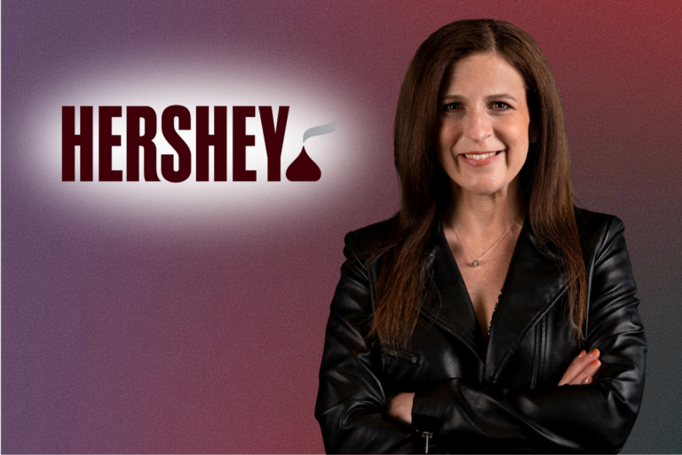 The Hershey Co. logo and Stacy Taffet