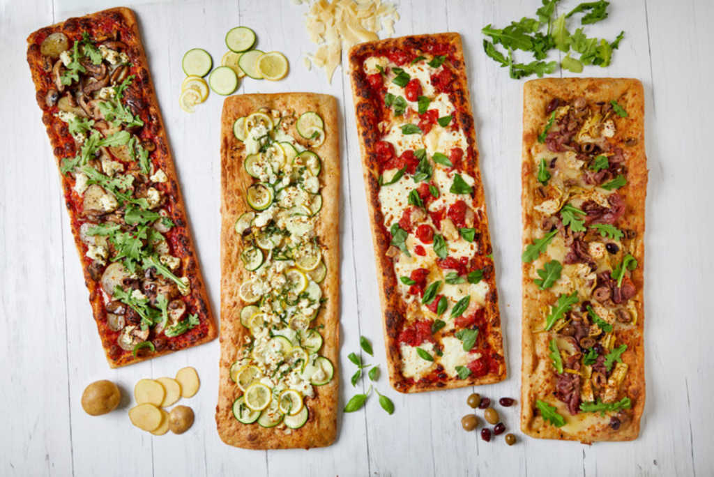 Flatbreads with assorted toppings