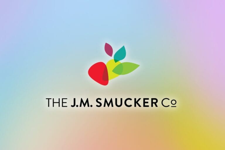 The J.M. Smucker Co. logo on rainbow gradient background