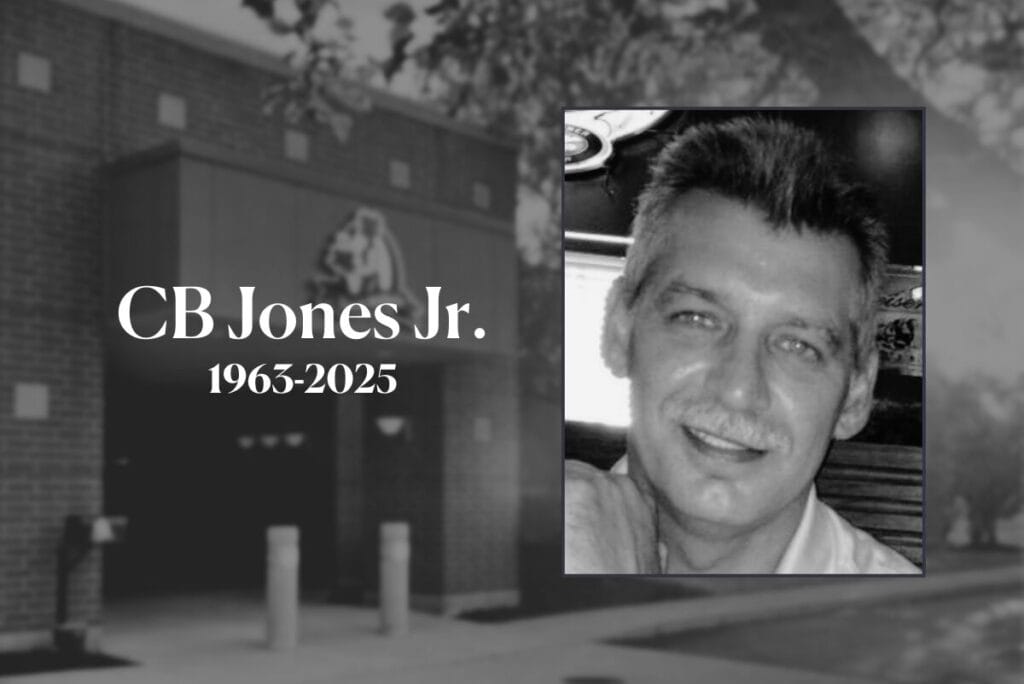 CB Jones Jr. 1963-2025 and image of him in black and white