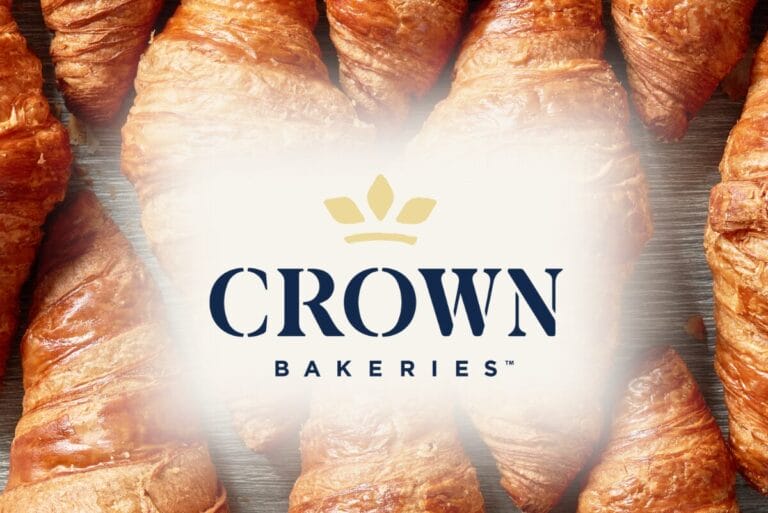 Crown Bakeries logo over image of croissants