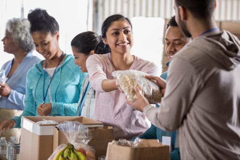Person working at a hunger relief community program
