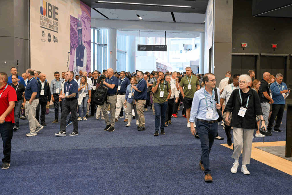 Attendees walking into the IBIE show floor