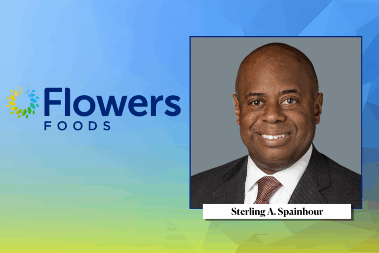 Headshot of Sterling A. Spainhour and Flowers Foods' logo