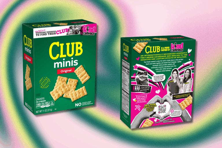Club Cracker's boxes with Kind Campaign cause information