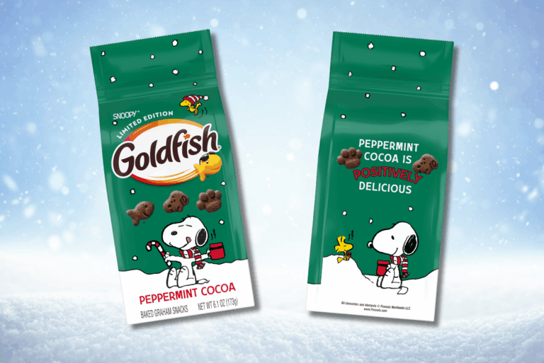 Goldfish Snoopy grahams on wintery background