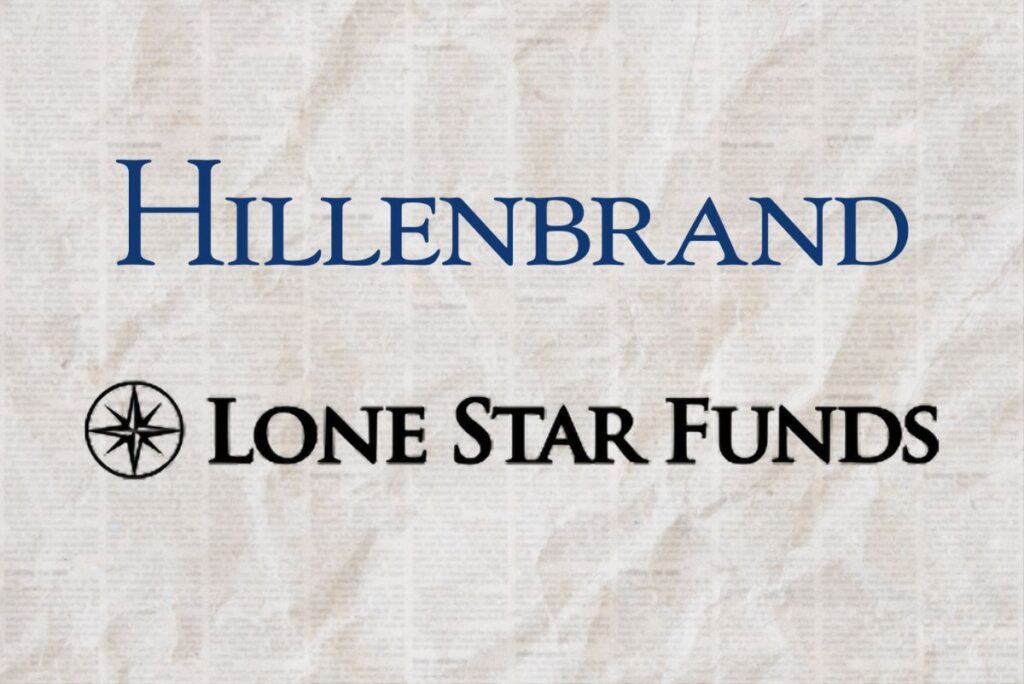 Logos of Hillenbrand and Lone Star Funds on background