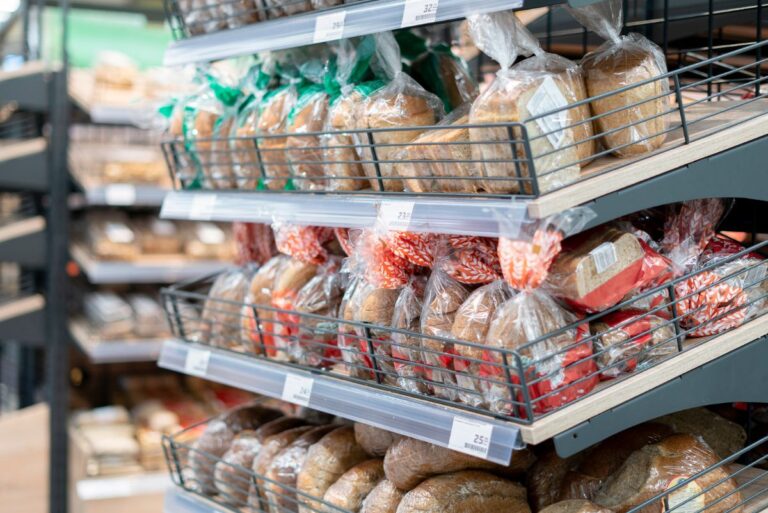 Bread on a supermarket shelf
