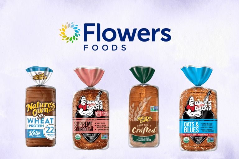 Flowers Foods logo and packaging of new Nature's Own and Dave's Killer Bread bread loaves