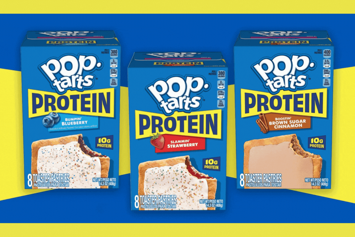 Packaging of Frosted Chocolate Chip Cookie Dough and Pop-Tarts Protein
