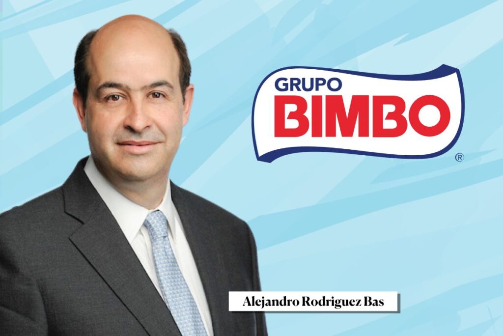 Grupo Bimbo's new CEO Alejandro Rodriguez Bas' headshot with company logo