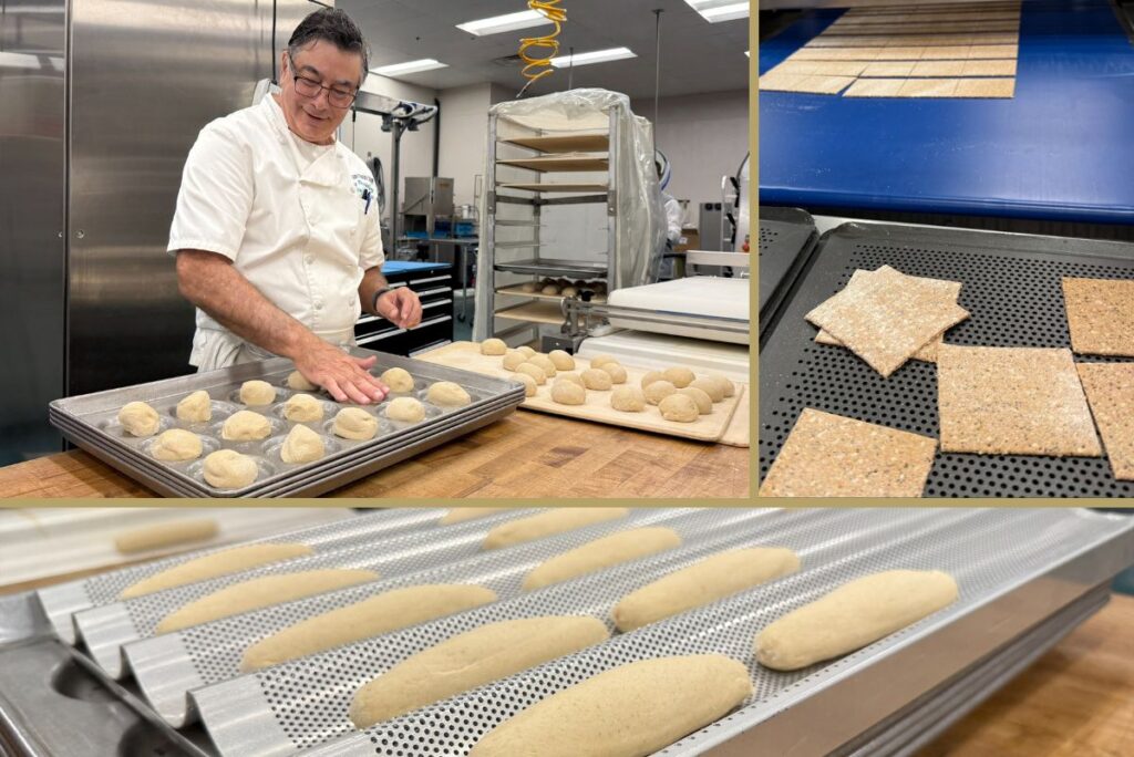 Hamburger and hot dog buns and whole grain sourdough crackers being produced at the Middleby Bakery Innovation Center