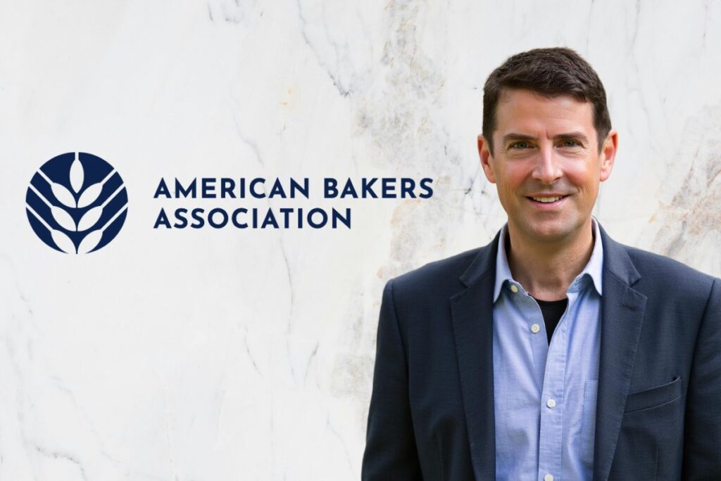 American Bakers Association logo and image of Jon McNeill over marble background