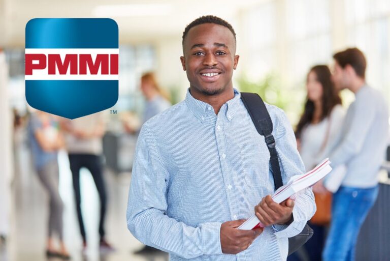 PMMI Foundation logo with a university student