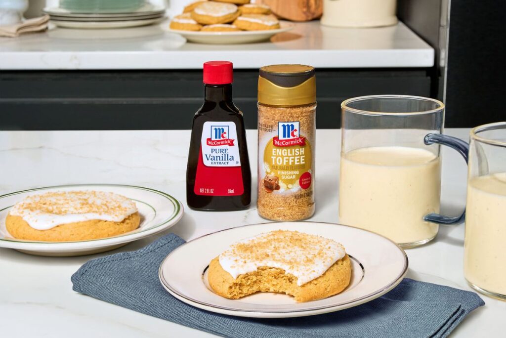 McCormick and Milk Bar Eggnog English Toffee Cookie on table