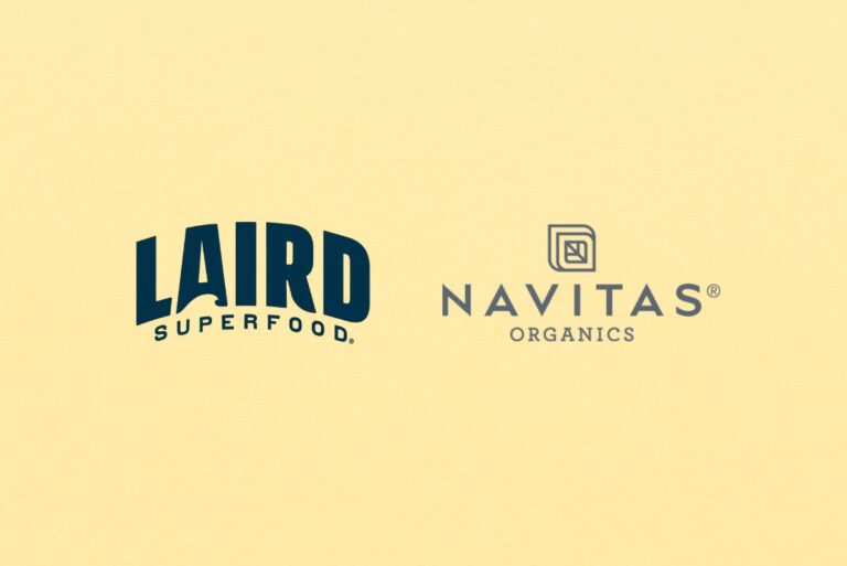 Laird Superfood and Navitas logos on light yellow background