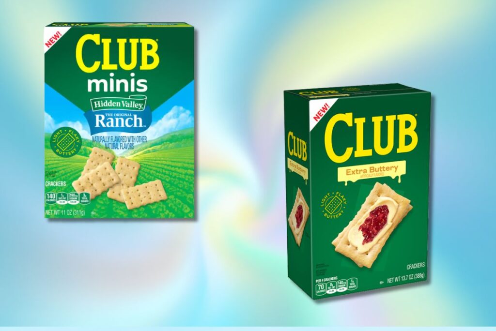 Club Crackers' new snacking SKUs on background
