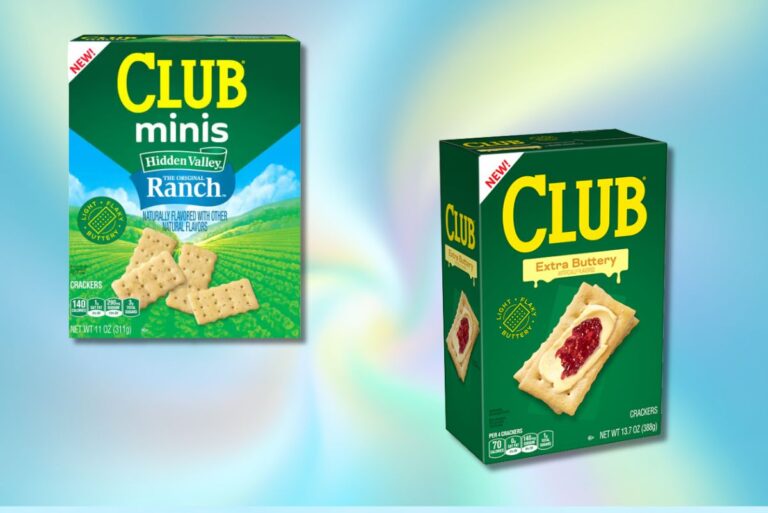 Club Crackers' new snacking SKUs on background