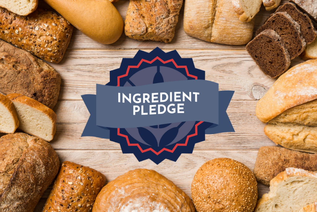 Ingredient Pledge logo surrounded by breads