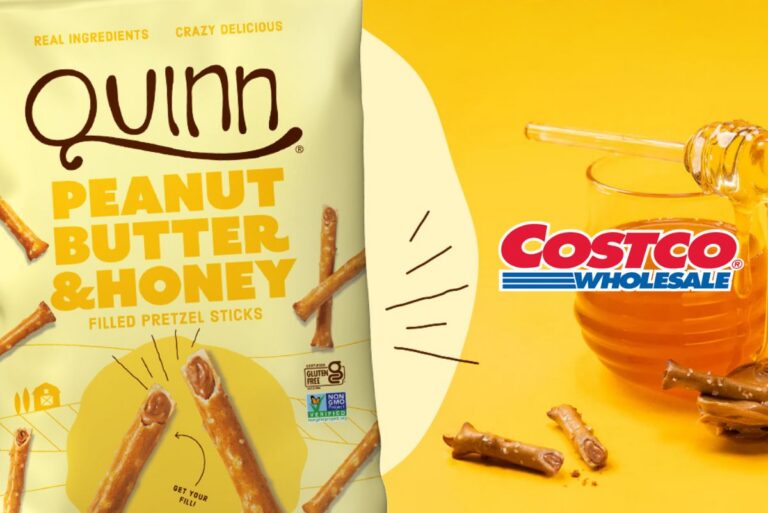 Bag of Quinn Filled Pretzel Sticks with Costco logo