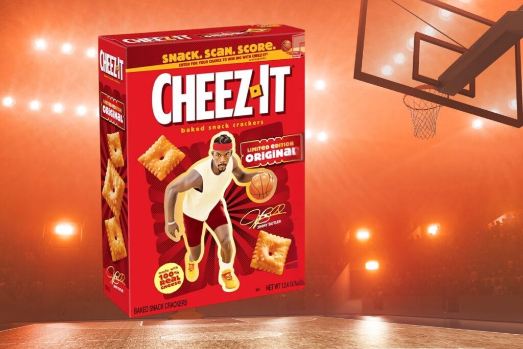 The Cheez-It Original: Jimmy Butler Limited Edition box with NBA-themed background