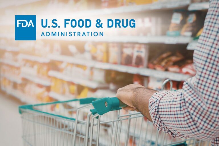 grocery aisle with cart and US FDA logo