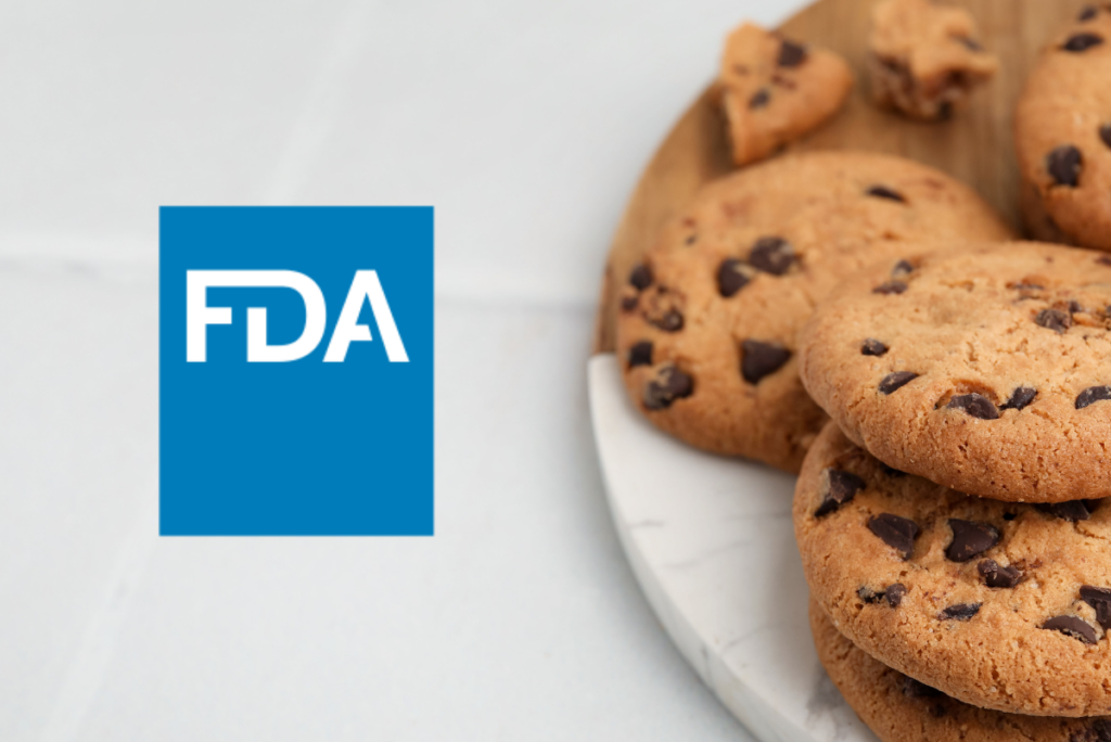 FDA logo next to plate of chocolate chip cookies