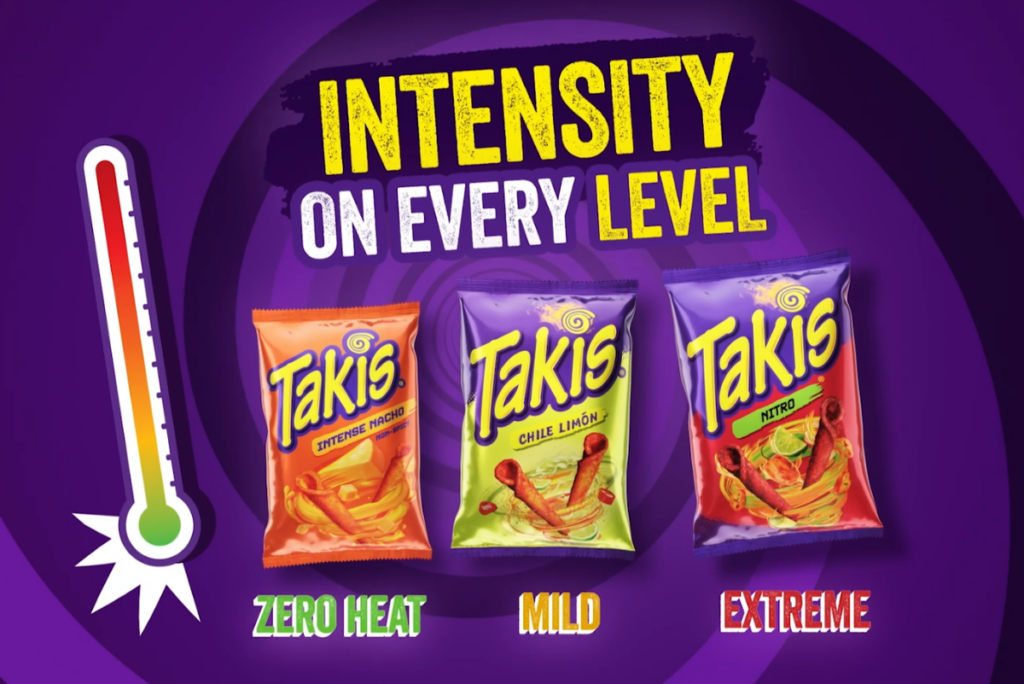 New Takis flavors from Barcel USA on purple background