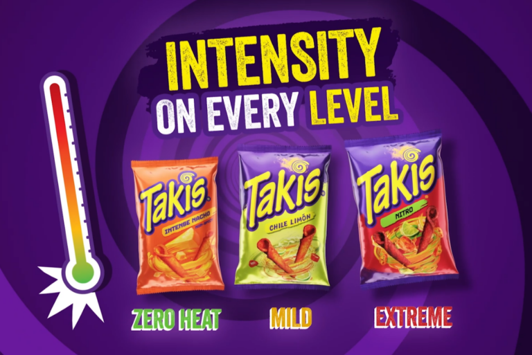New Takis flavors from Barcel USA on purple background