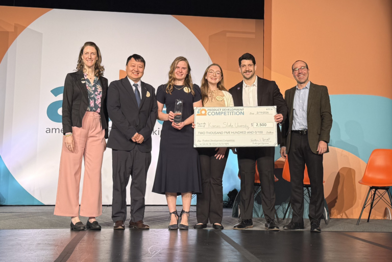 Sarah Day and Keith Seiz with winning Kansas State University PDC winners at BakingTECH 2026