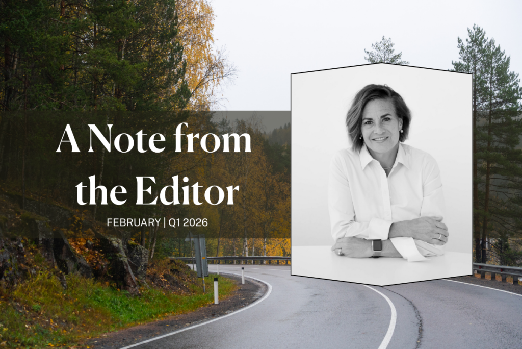 A Note from the Editor February Q1 2026 and headshot of joanie spencer