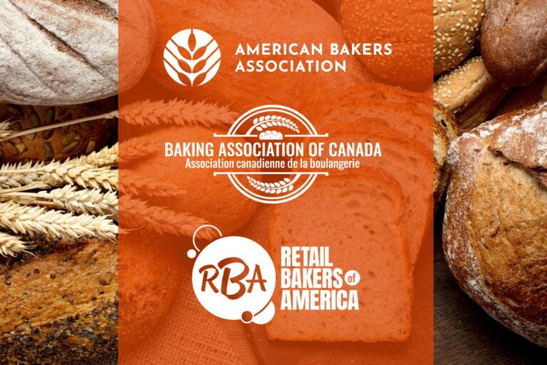 ABA, RBA, and BAC logos over background of baked goods