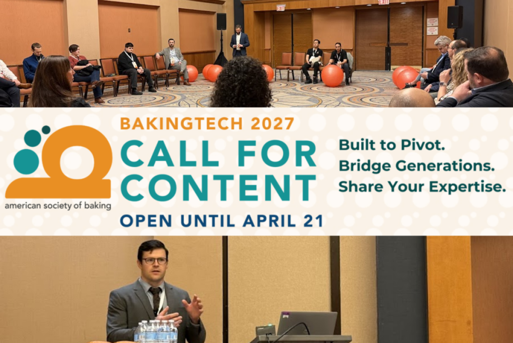 Images of Ideation Lab and Technical Session at BakingTECH 2026 with BakingTECH 2027 Call for Content logo