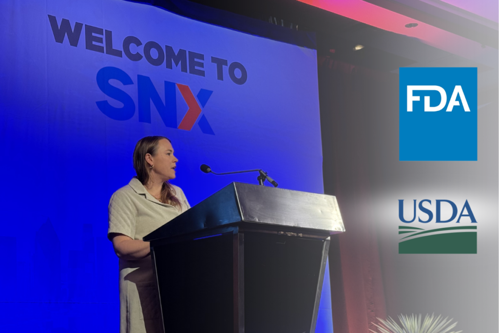 Maggie Gentile from Food Directions presenting on stage at SNX 2026