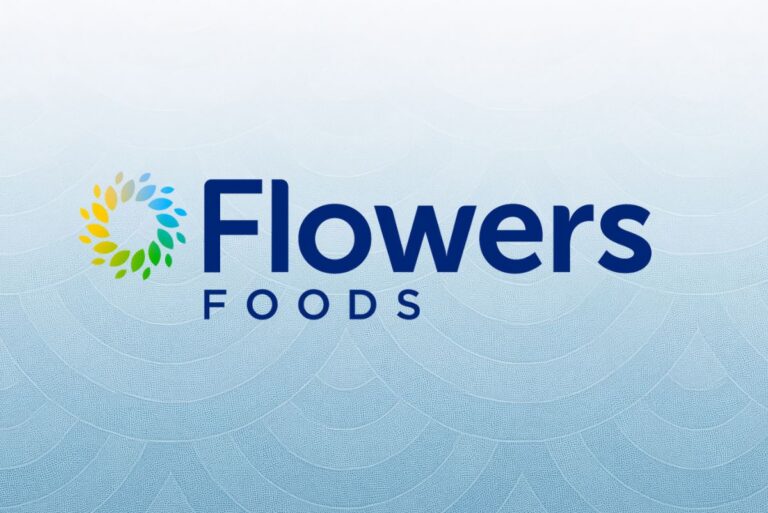 Flowers Foods' logo over gradient background
