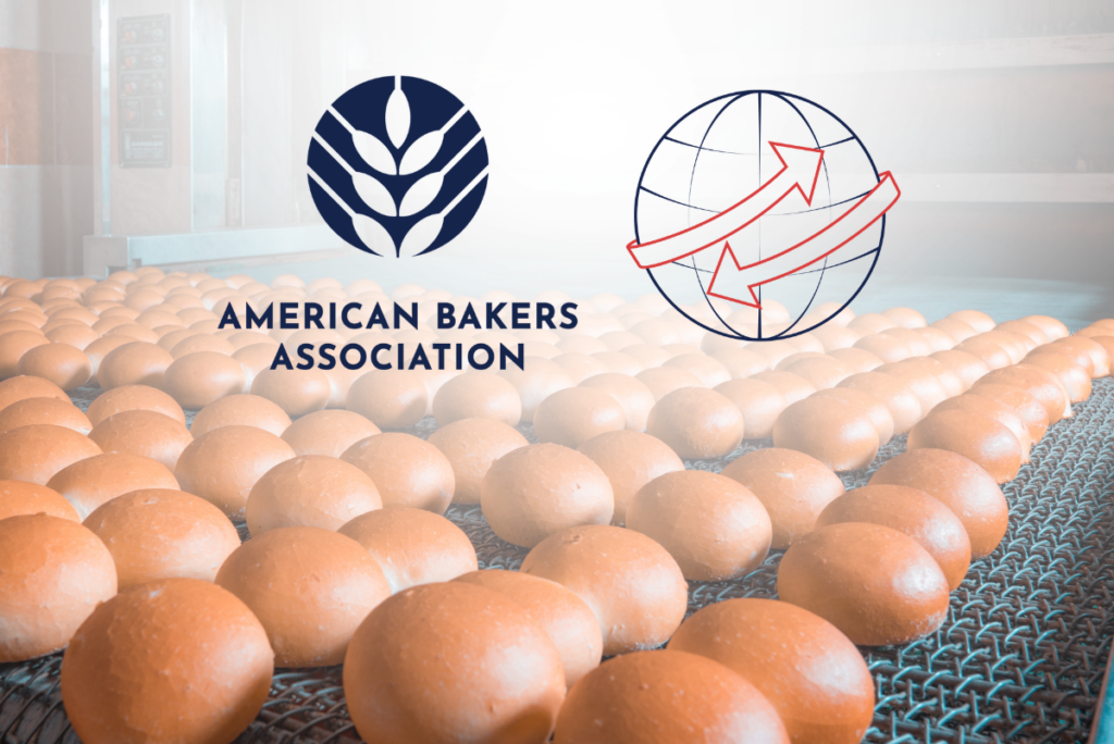 American Bakers Association and Global Supply Chain & Logistics Professionals Group logos over image of bread on line